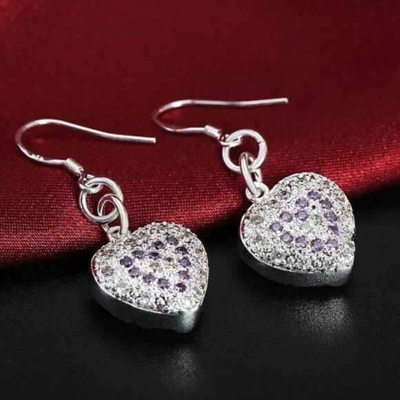 The Dangling Puff Heart earrings in 925 and cubic zirconia - Picture 3 of 7
